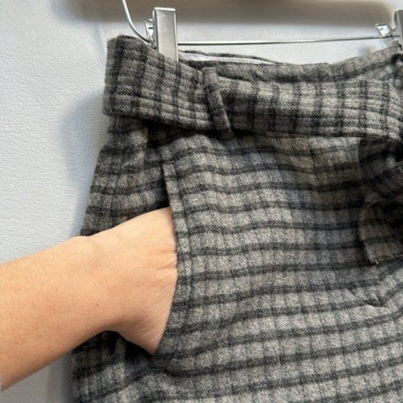 Aritzia Wilfred Grey Plaid Front Tie Wool Lined Pants Size 4 - Picture 6 of 10